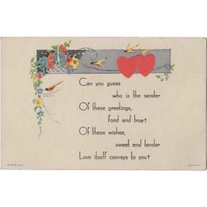 Carte postale ancienne de la Saint-Valentin - Nouveau stock ancien (NOS)