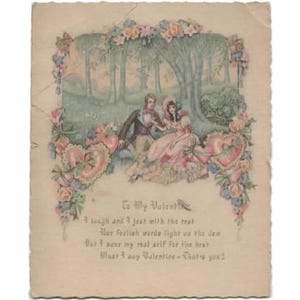 Carte postale ancienne de la Saint-Valentin (déjà utilisée)