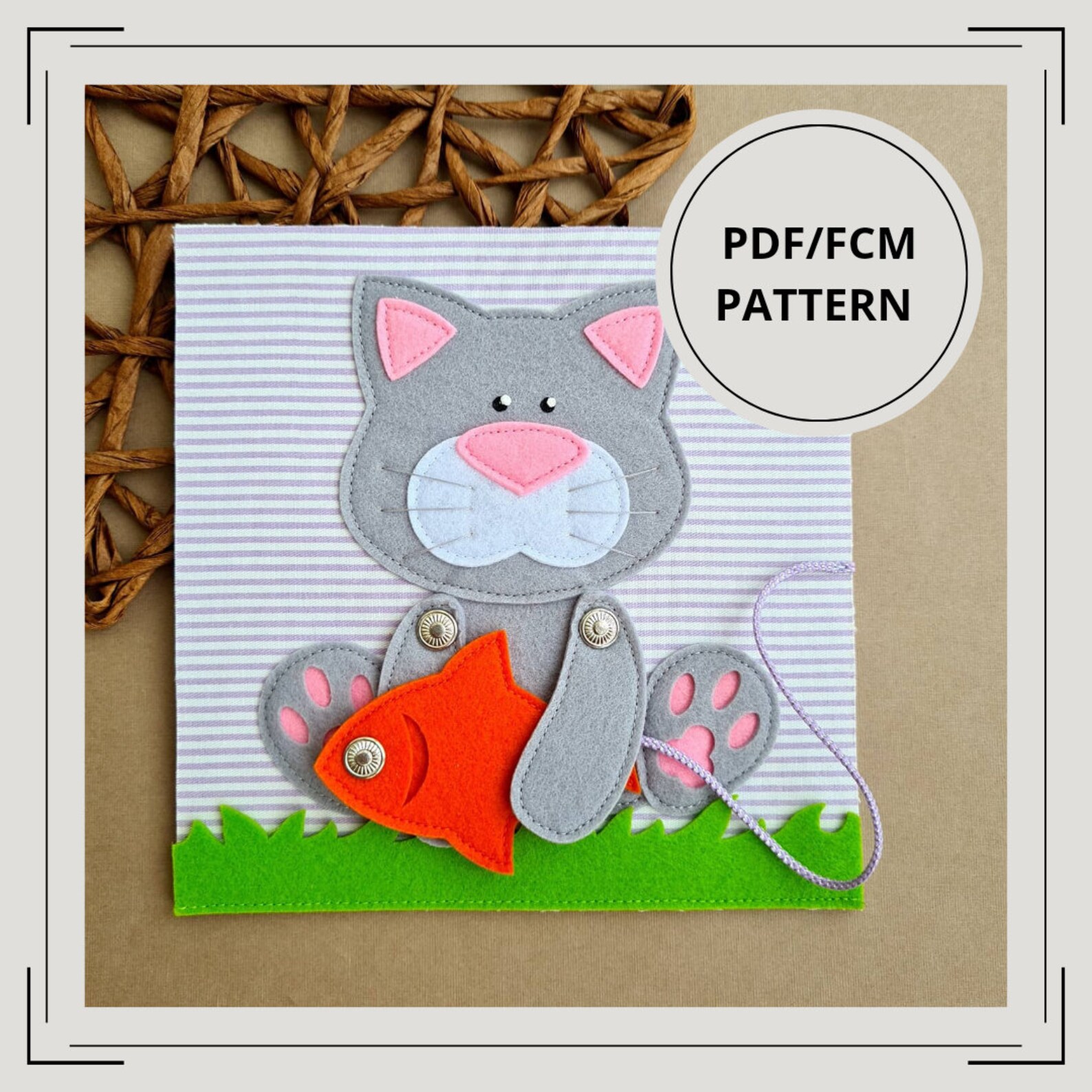 QUIET Book PDF Template Cat Catches Fish PDF Page Template - Etsy