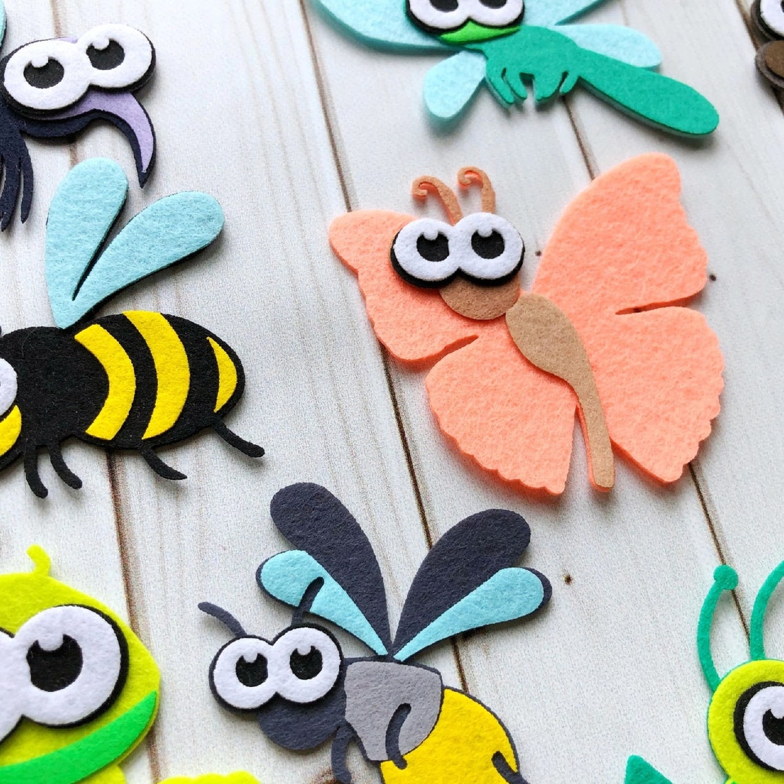 INSECTS, Laser Cut Parts,felt Board Pattern, Felt Needlework Set, Felt ...
