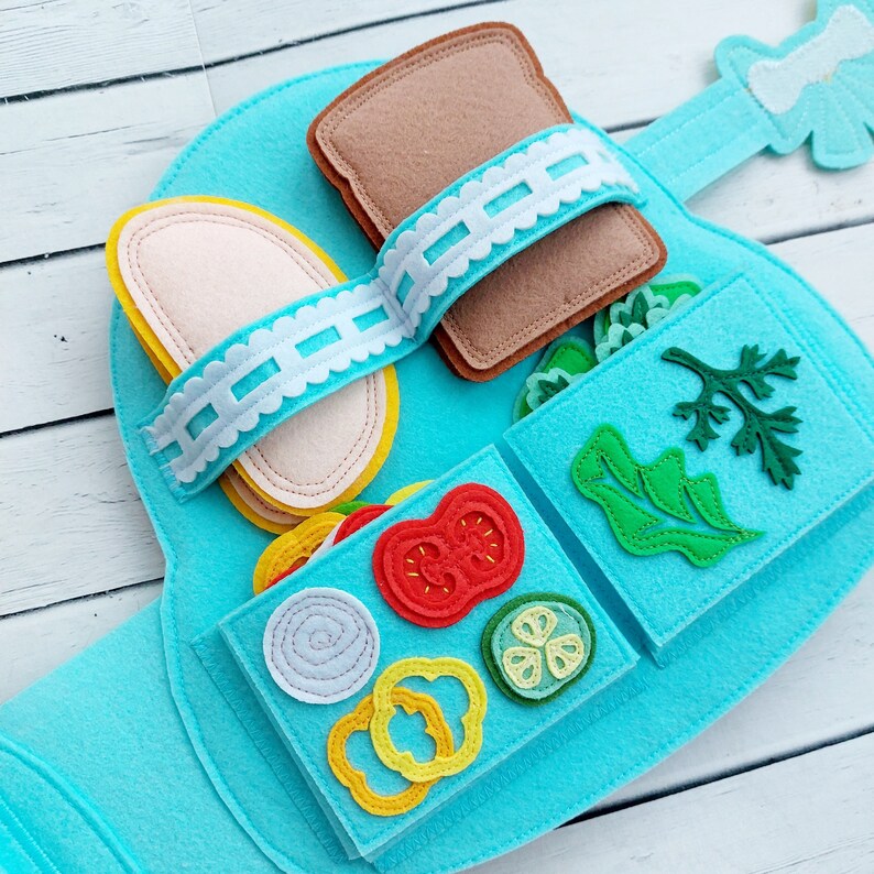 Play Food Set, Picnic Basket, Felt Food Breakfast, Felt Sandwich, Toy