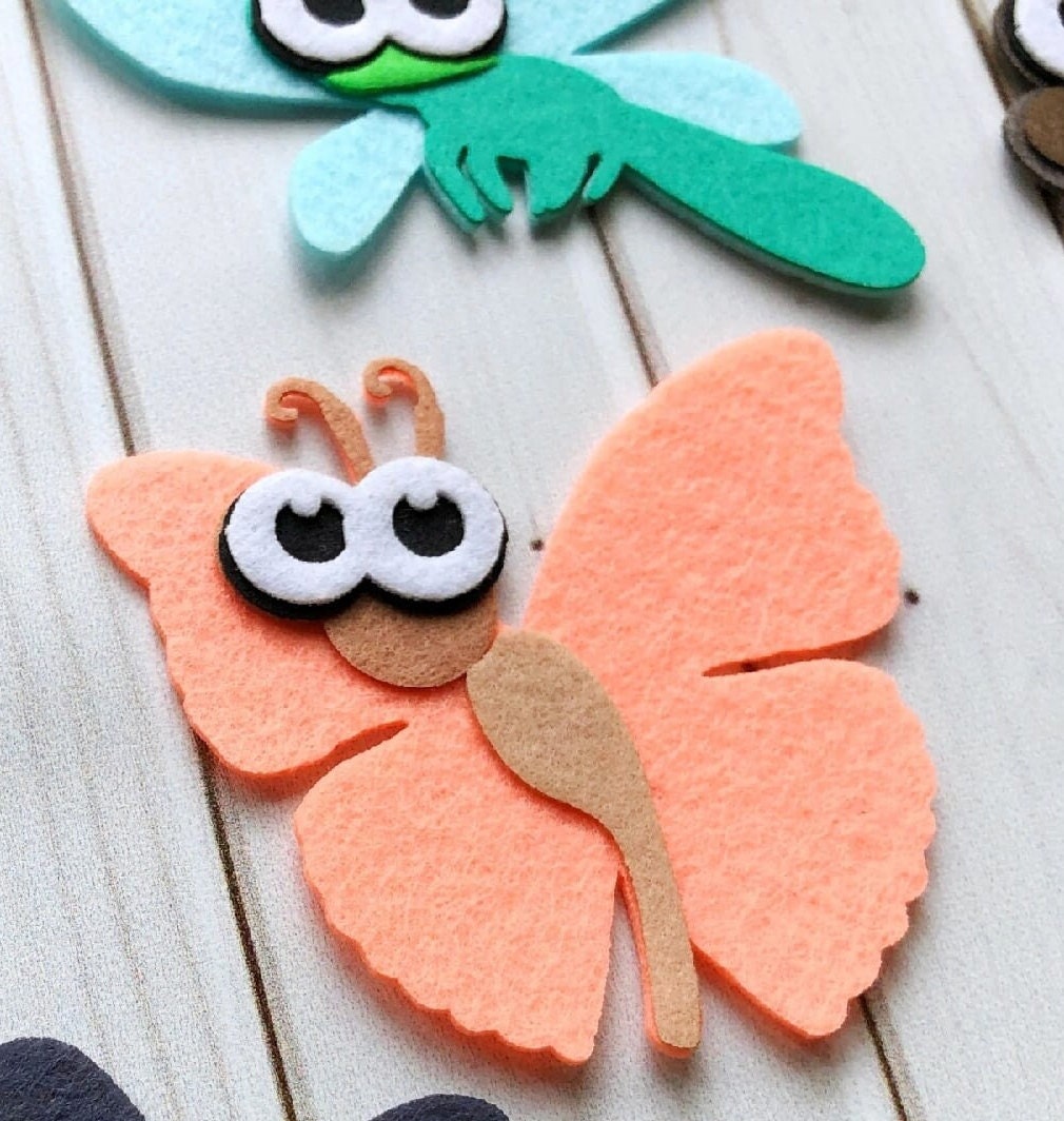 INSECTS, Laser Cut Parts,felt Board Pattern, Felt Needlework Set, Felt ...