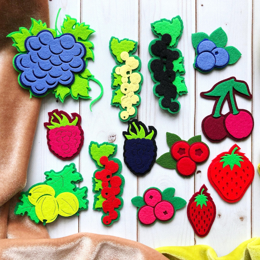 BERRIES AND FRUITS Set,laser Cut Parts, Felt Board Pattern,montessori ...