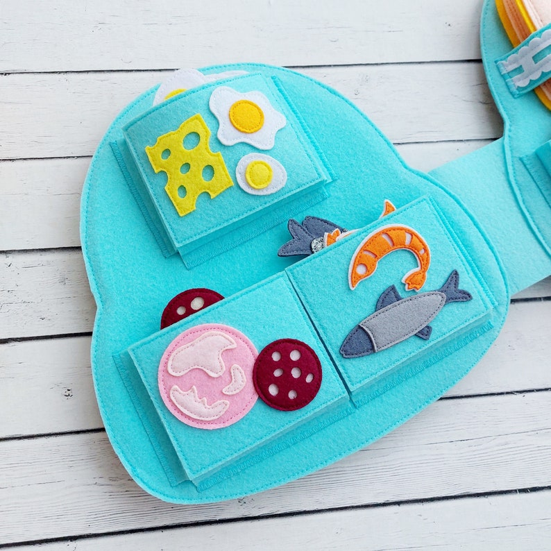 Play Food Set, Picnic Basket, Felt Food Breakfast, Felt Sandwich, Toy