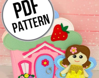 Quiet Book Pattern PDF, Fairy House Silent book pattern PDF & Tutorial, Magic fairy Mini Book,Felt activity book pattern