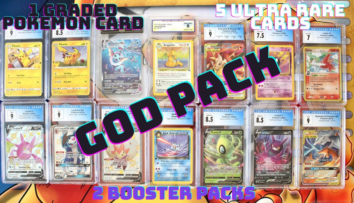 Pokémon Mystery Lot GOD PACK Slabs Booster Packs & Ultra Etsy New Zealand