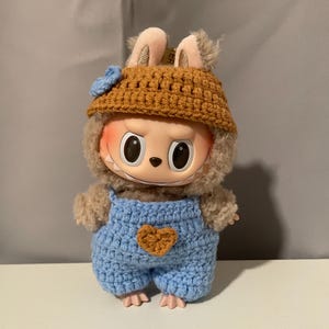 Handmade Crochet The Monsters Labubu Outfits/For Exciting Macaron Series( No Doll)