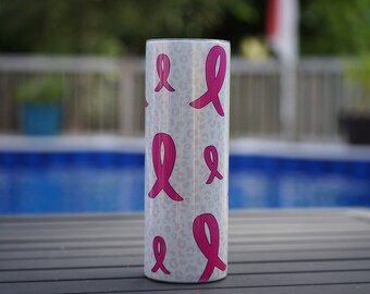 20 oz Stainless Steel Insulated Tumbler Sublimated "Pink Ribbon Craze"