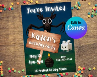 Birthday Party Invitation Template 99 Nights In The Forest Roblox Theme
