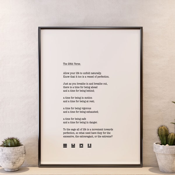 Taoist Print / Tao Te Ching wall art / Zen print / The 29th Verse / Digital Print