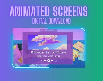 Cozy Animated Twitch Screens | Starting, Be Right Back, Ending, Offline | Music and Cats