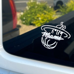 Miami Vinyl Decal Sticker  Basketball,  For Windows, Hydroflasks Laptop Gift For Him, Fathers Day