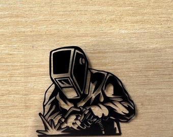 Welder Vinyl Decal Silhouette Sticker Metalworker Gift for Hard Hat, Garage Decor, Tool Box, or Car