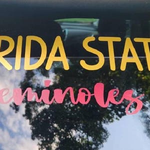 Florida State Seminoles cute text 2 Color Viny Decal Sticker Football, Basketball, Baseball, Softball,  For Windows, Hydroflasks Laptop Gift