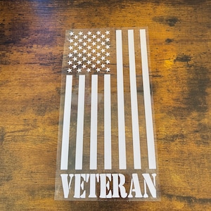 Patriotic United States Reverse Flag Veteran Decal Sticker For Windows, Hydroflasks Laptop Gift Army Navy Marines Air Force Coast Guard