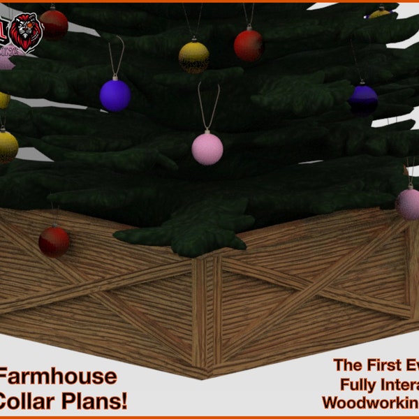 3D Woodworking Plans Collapsible Tree Collar Plans for Christmas Tree, Wood Tree Skirt Plans, Wooden Farmhouse Tree Box Plans, Christmas DIY