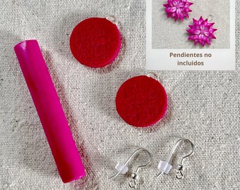 DIY. Kit to make earrings with polymer clay flowers. Various colors available.