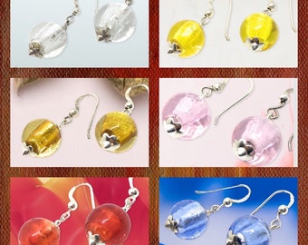 Boucles d'oreilles en argent sterling et cristal fait à la main. Transparent, jaune, or, rose, rouge, bleu clair. Fait à la main par CucuArt Bulgarie