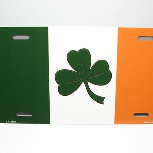 IRISH FLAG SHAMROCK Metal Car Novelty License Plate Auto tag. Ireland Flag Metal Car license Plate