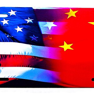 CHINA Flag CHINESE AMERICAN Flag Metal Car Novelty License Plate Auto tag