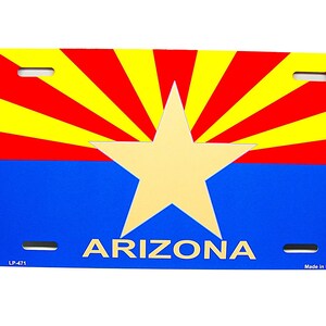 Placa de matrícula de metal con la bandera del estado de Arizona para coche