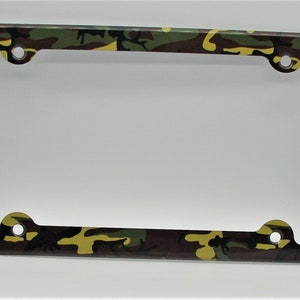 CAMO Camouflage MILITARY HUNTING Colors Aluminum Metal Car Novelty License Plate Frame