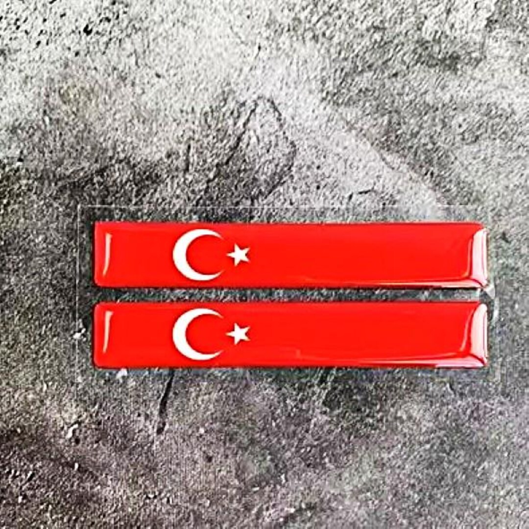 TURKIYE TURKEY FLAG 3D Epoxy Car Emblem Decal Sticker Set (2) Flexible ...