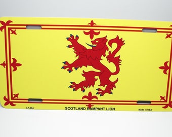 SCOTLAND RAMPANT LION Flag Metal Car Novelty License Plate. Scottish Royal Flag