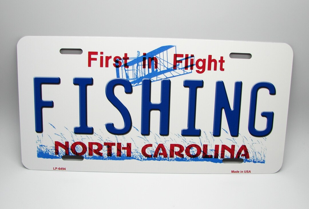 NORTH CAROLINA State FISHING Metal Car Novelty License Plate Auto Tag