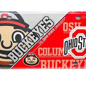 Offiziel lizenzierter OHIO STATE BUCKEYES Metal Neuheit Auto-Nummernschild-Auto-Tag