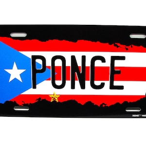 Ponce PUERTO RICO FLAG Metal Car Novelty License Plate Auto Tag. Puerto Rican Flag Car License Plate