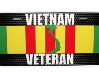 Vietnam War Veteran Vietnam Veteran Ribbon Patriotic Metal Car Novelty License Plate Auto tag