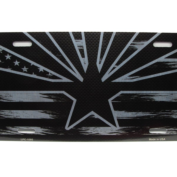 ARIZONA STATE FLAG American Tactical Flag Carbon fiber look Pattern Brushed Metal Car Novelty License Plate Auto Tag
