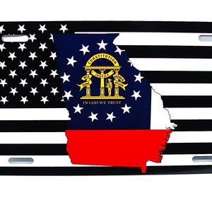 GEORGIA STATE Flaggenkarte AMERIKANISCHE taktische Flagge Metallauto-Neuheits-Nummernschild-Auto-Anhänger