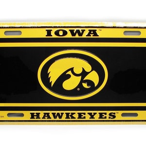 Officially Licensed University of Iowa HAWKEYES 3D EMBOSSED Metal Car NOVELTY License Plate Auto Tag