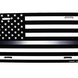 AMERICAN TACTICAL FLAG Thin Silver Line Corrections Metal Car Novelty License Plate Auto Tag