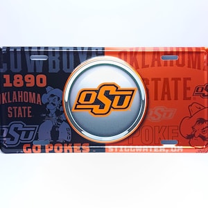 Officially Licensed OSU Oklahoma State Cowboys 3D EMBOSSED Metal Car Novelty License Plate Auto tag