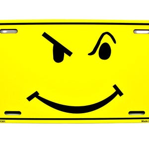 Emoji SMILEY provocatorio FACCIA FELICE Emoticon Metallo Auto Targa Novità Auto Tag, Sorridi Sii Felice