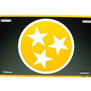 TENNESSEE Orange Tristar STATE FLAG Metal Car Novelty License Plate Auto Tag
