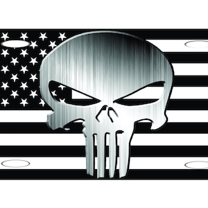 AMERICAN TACTICAL Flag Skull Metal Car Novelty License Plate Auto tag