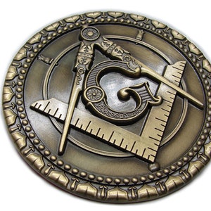 FREEMASON MASONIC 3D Car Emblem Heavy Duty Alloy Vintage Gold Color Mason Emblem