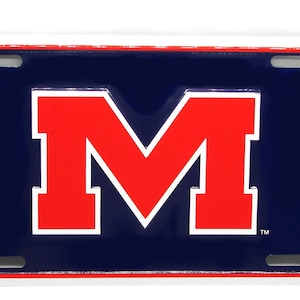 Officially Licensed OLE MISS Rebels University of Mississippi 3D EMBOSSED Metal Car Novelty License Plate Auto Tag
