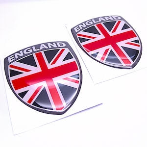 UK BRITISH ENGLISH Flag 3D Epoxy Aluminum Car Emblem Decal Sticker Set (2) Flexible Durable Waterproof Highly Detailed Good Quality