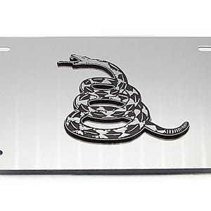 Don&#39;t Tread on Me Gadsden Flag 3D Metal Aluminum Near Mirror Finish Car Novelty License Plate Auto tag. RATTLE SNAKE