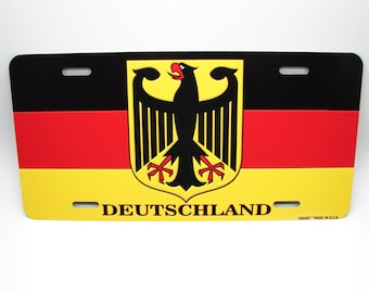 GERMAN GERMANY Flag Metal Car NOVELTY License Plate Auto Tag.  Deutschlandfahne, Bundesflagge.