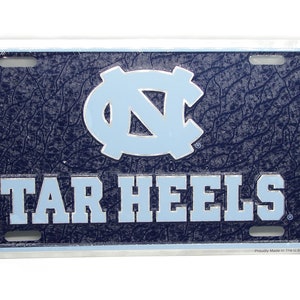 Officially Licensed Tar Heels University of North Carolina 3D EMBOSSED Metal Car NOVELTY License Plate Auto tag