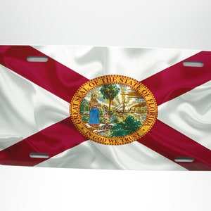 FLORIDA STATE Waving FLAG Metal Car Novelty License Plate Auto Tag