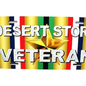 Desert Storm, GULF WAR VETERAN Metal Car Novelty License Plate Auto tag