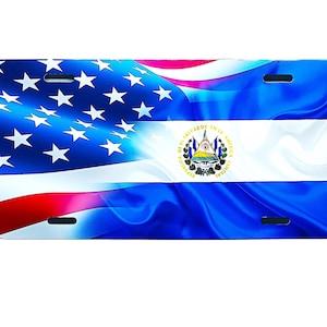 EL SALVADOR AMERICAN Winkende Flagge Metallauto-Neuheits-Nummernschild-Autoumschlag. Salvadorianische Bandera