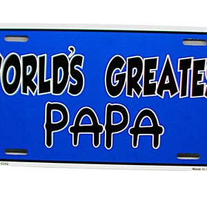 WORLD&#39;S GREATEST GRANDPA Papa Metal Car Novelty License Plate Auto tag